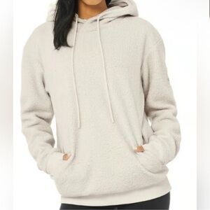 Alo Yoga Sherpa Fleece Pullover Hoodie Cream  Size Small